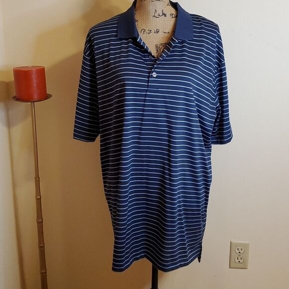 Jack Nicholas navy striped golf polo size Large - Picture 1 of 8